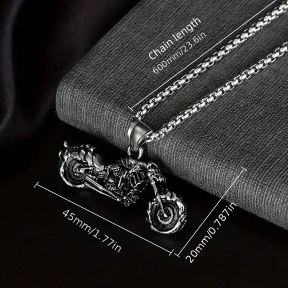 Stainless Steel Motorcycle Necklace Box Chain Biker Birthday Valentines Gift NEW